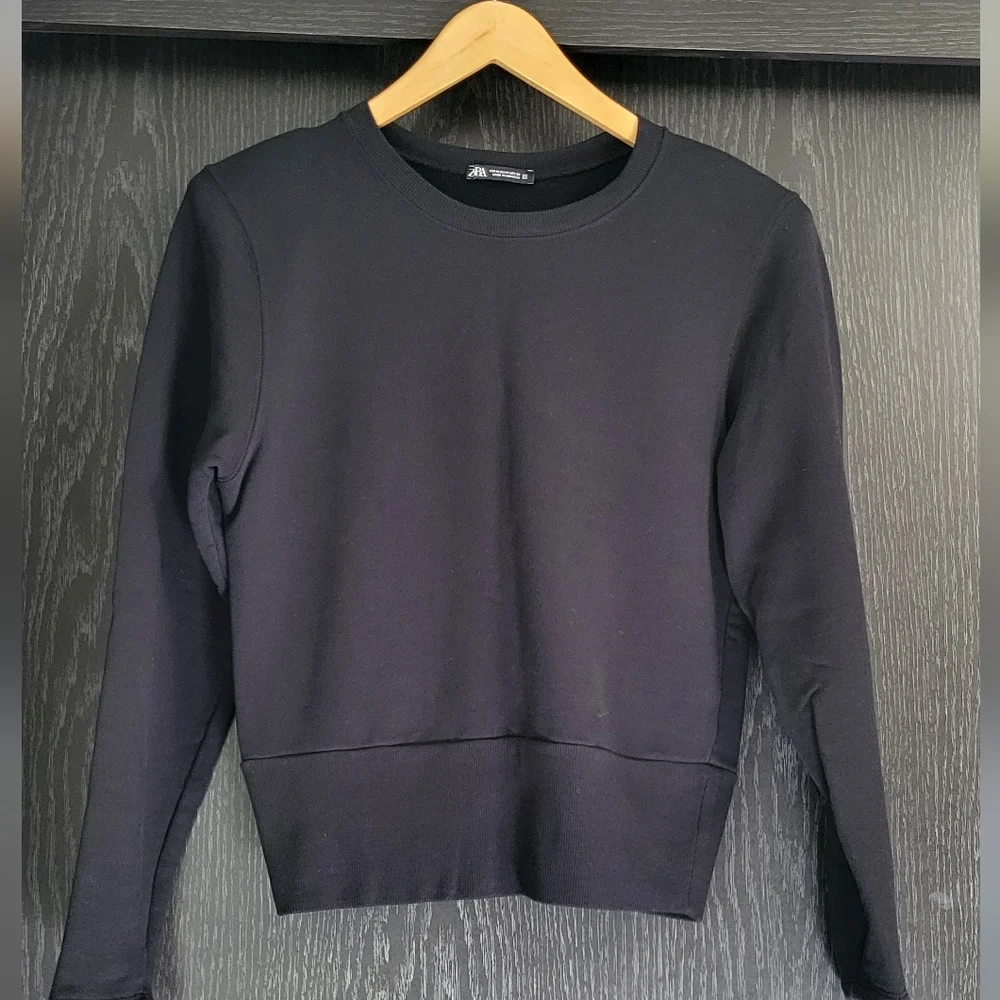 Zara Black Women's Shoulder Pad Sweatshirt - Picture 1 of 8